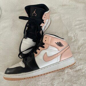Nike Air Jordan 1 Mid 554725-133 Youth Size 7Y Pink White Black